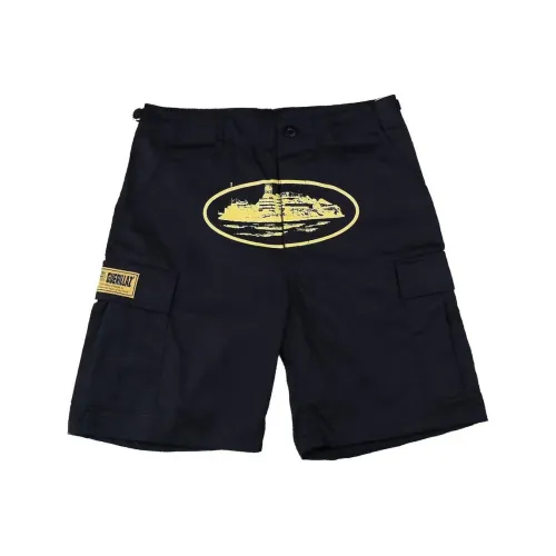 Corteiz Черно-желтые унисекс шорты карго