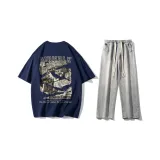 Комплект одежды (Темно-синяя футболка + Светло-синие джинсы)