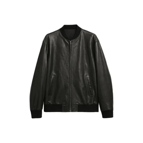 Osens Классический черный Мужская кожа Куртка