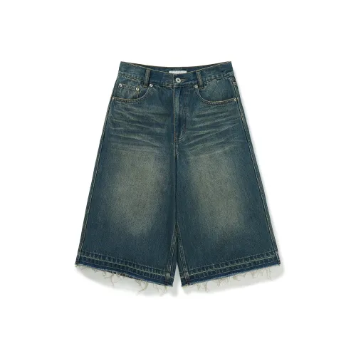 714STREET Джинсовые шорты Унисекс Темно-синий деним