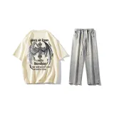 Комплект (Абрикосовая футболка + Светло-синие джинсы)