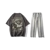 Комплект (Серый футболка + Светло-синие джинсы)