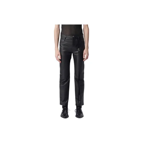 Ann Demeulemeester Govaart 5 Pocket Slim Fit Trousers Leather Pants Men's Black