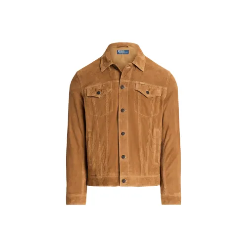 Polo Ralph Lauren кожаная куртка мужская цвет коричневый