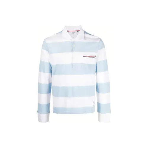 THOM BROWNE Синие Белые Полосатые Мужская Рубашка-Поло