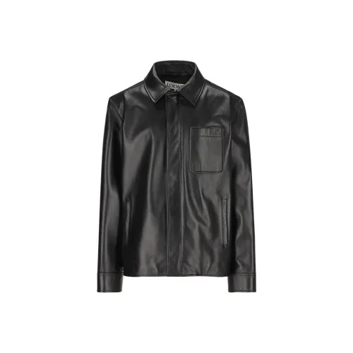 LOEWE Кожа Куртка Мужская Черная