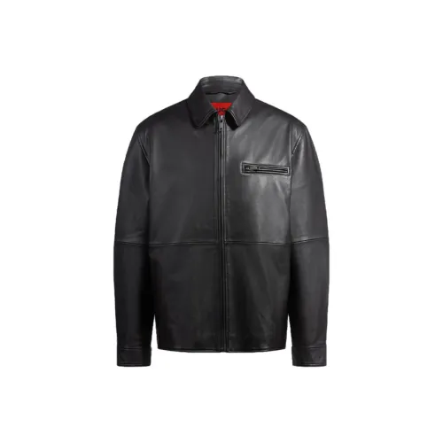 Hugo Boss SS25 Кожаная куртка мужская черная