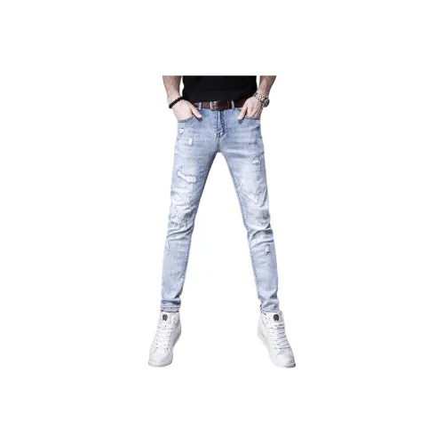Devanro Светло-Синие Мужские Джинсы