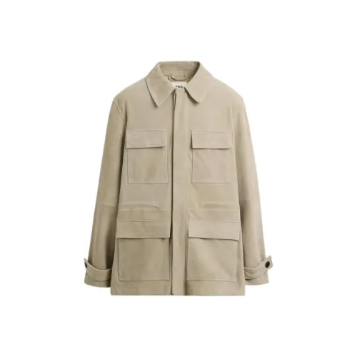 ZARA Бежевый Мужская Кожаная Куртка