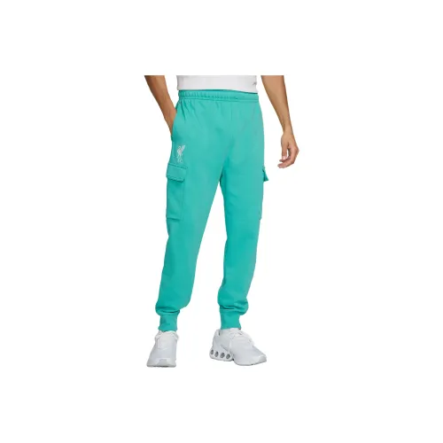 nike x LIVERPOOL FC Клуб Карго Брюки Мужские Выстиранный Синий Зеленый Металл Серебряный