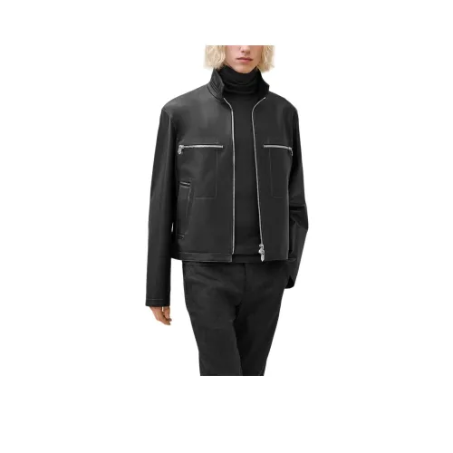 HERMES Кожа Куртка Мужская Черная