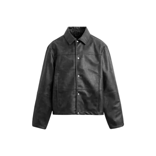 ZARA Черный/Зеленый Мужские Кожаные Куртки