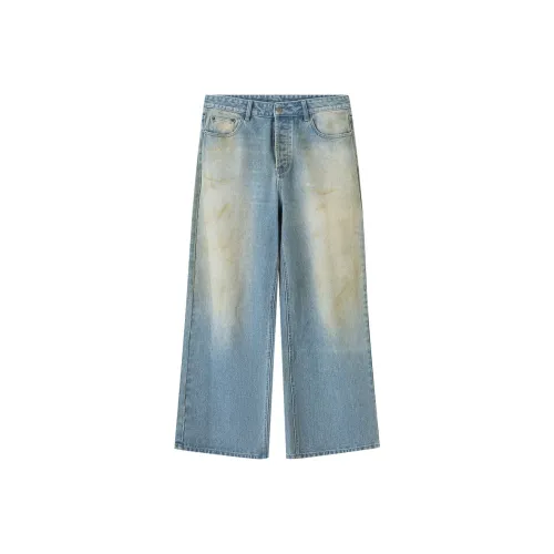 Suamoment Джинсы Весенние Осенние American Casual Уличные Брюки Унисекс