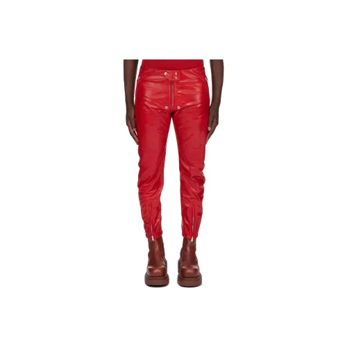 RICK OWENS совместный бренд RO SS24 Кожаные брюки Мужские Темно-красный