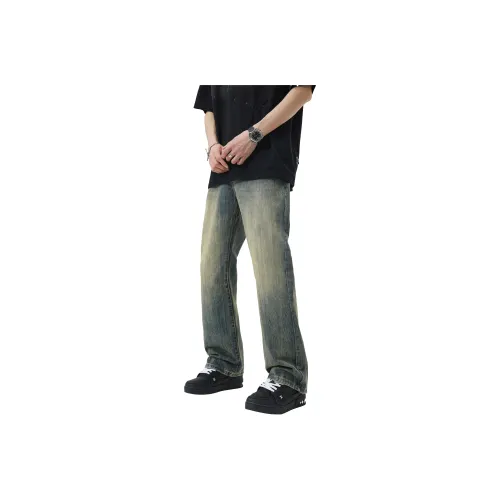 KM Винтажные синие унисекс джинсы