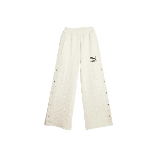 PUMA Luxe SportT7 Кнопка UP Широкие брюки Повседневные брюки Унисекс Снег