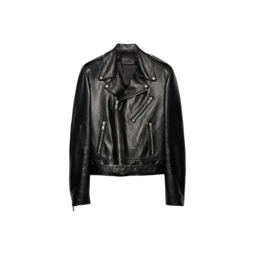 PRADA Кожа Куртка Мужская Черная