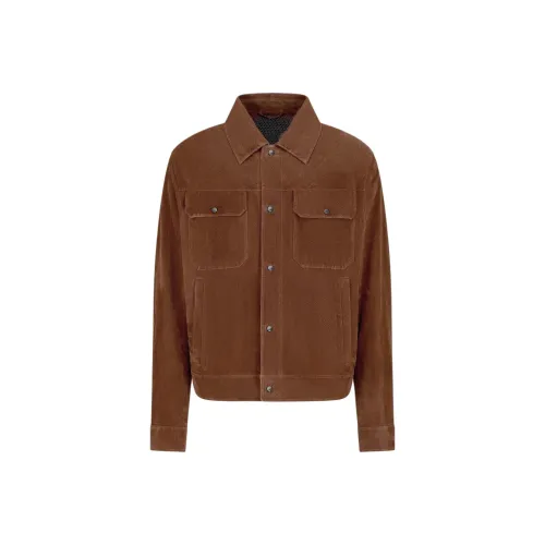 EMPORIO ARMANI Lcon Capsule collection Кожа Куртка Мужская Коричневая