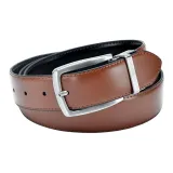 Никель, пряжка, черный/желтый, коричневый ремешок