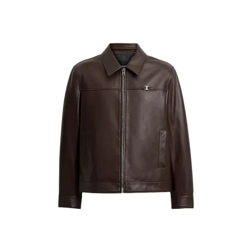 COACH Heritage кожаная куртка мужская коричневая