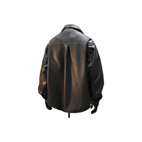 H YXIANG Кожа Куртка Мужская Черная