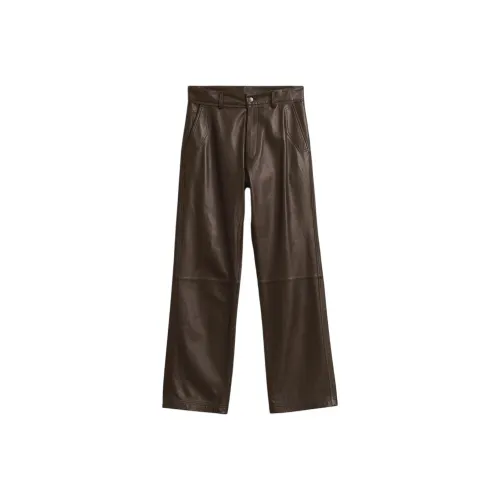 ZARA SRPLS Series Коричневые Мужские Кожаные Штаны