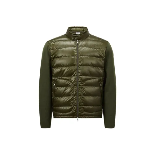 MONCLER Утепленный Soft Пэчворк Вязаный Длинный рукав Свитер Унисекс Оливково-зеленый