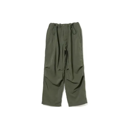 BEAMS Tech Linen Over Pants Casual Pants Men's Olive Green