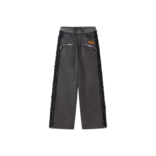 YK&YB Промытые черные унисекс джинсы