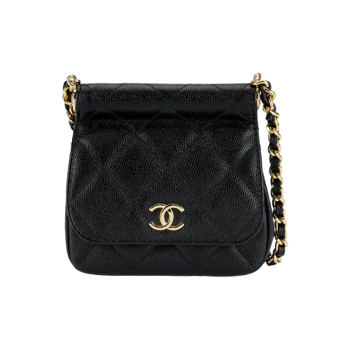 CHANEL 22K Осенний и Зимний Икорный Корова Кожа Мини Сумка Одно Плечо Через Плечо Клатч Мини Женский Черный