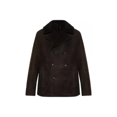 Yves Salomon кожаная куртка мужская черная