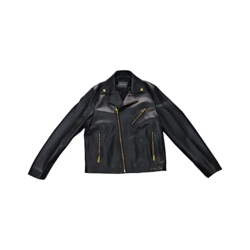 VERSACE Кожа Куртка Мужская Черная