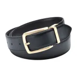 Золотая пряжка, черный/темно-коричневый ремень