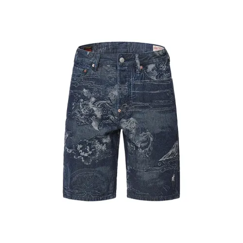 EVISU Джинсовые шорты Мужские Джинсовый синий