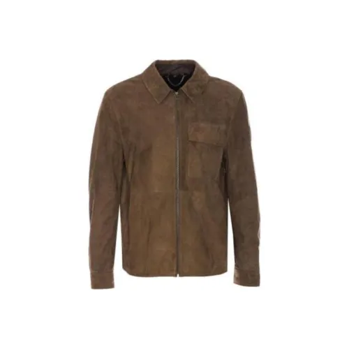 Belstaff Хаки Зеленый Мужская Кожаная Куртка