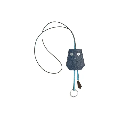 HERMES Clochette Телячья кожа Брелок для сумки Аксессуар Унисекс Морской синий