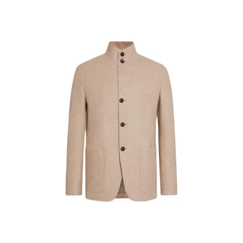 Zegna FW24 Куртки и Пальто Мужской Смешанный Светлый Тауп