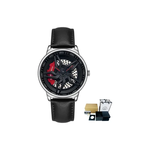 Sanda Wheel Collection Кварцевый механизм Естественная кожа Ремешок Часы Мужской С циферблатом Skeleton