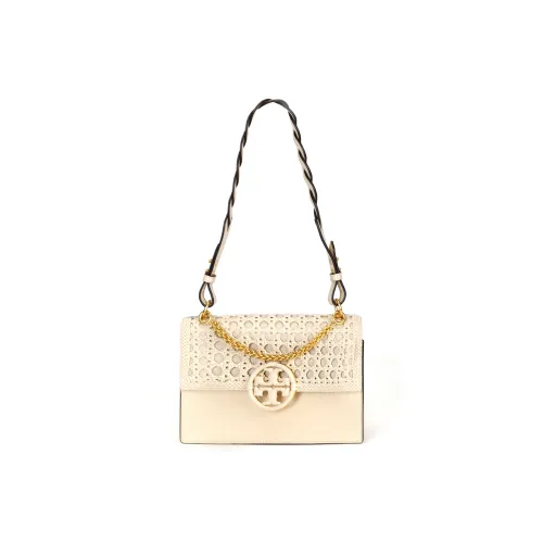 TORY BURCH Miller Кожа Панельная Холст Сумка Сумка через плечо Сумка через плечо Маленькая Женская Сырный Белый