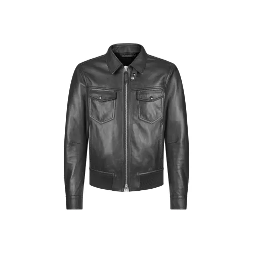 TF SS25 Кожа Куртка Мужская Черная