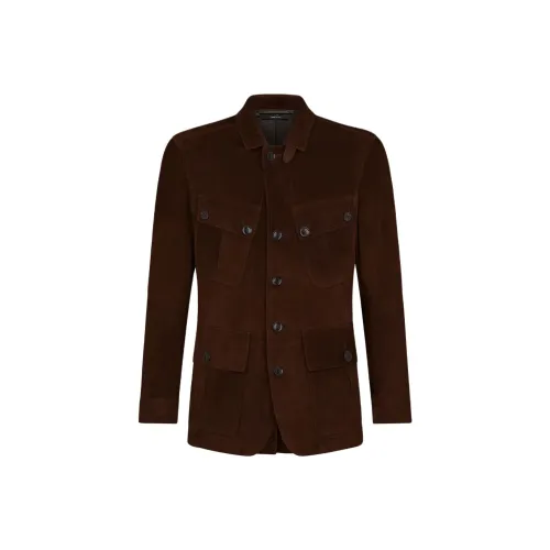 TF SS25 Кожа Куртка Мужская Шоколад