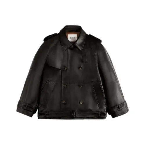 TOD'S SS25 Кожаная куртка мужская коричневая