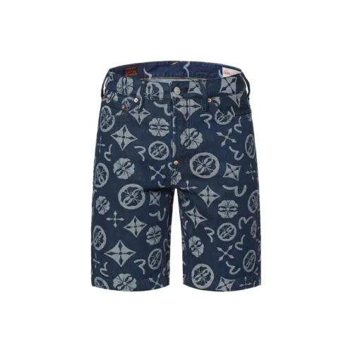 EVISU SS22 Шорты Мужские Джинсовый Синий