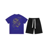 Комплект одежды (Синий топ + Черные штаны)