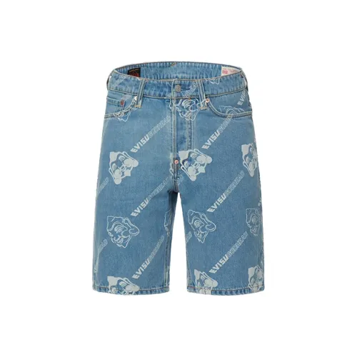 EVISU SS22 Шорты Мужские Джинсовый Синий
