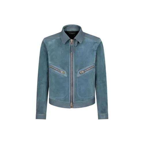 TF SS25 Кожа Куртка Мужская Синяя