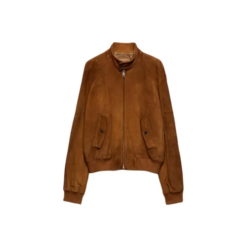 PRADA FW25 Кожа Куртка Мужская Коричневая