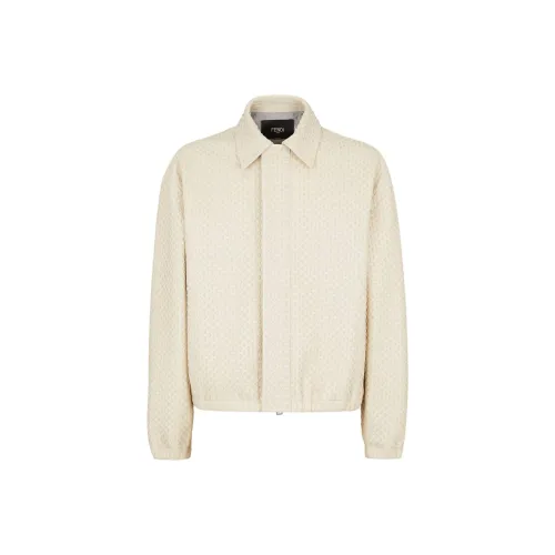 FENDI Selleria Кожа Куртка Мужская Белая