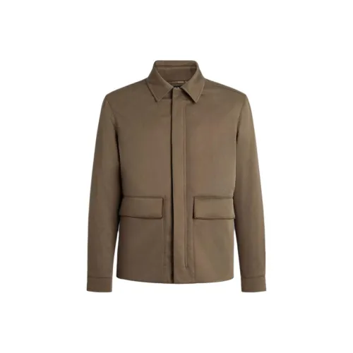 Zegna FW24 Куртки и Пальто Мужской Хаки