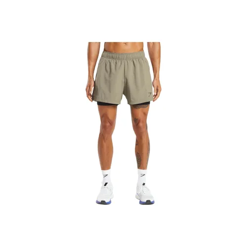 GYMSHARK Спортивные шорты 5' 2 IN 1 Повседневные шорты Мужские Льняные Коричневые